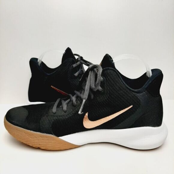 NIKE Precision 3 Black Metallic Copper Swoosh Athletic Shoes Runners Sz 8 - Picture 11 of 15